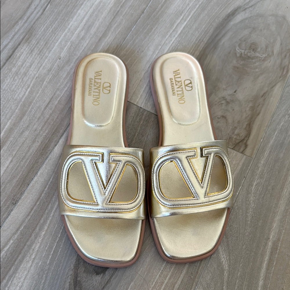 Valentino Women's Gold Slide Sandals